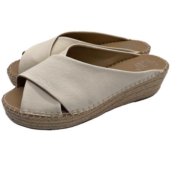 Franco Sarto Shoes - Franco Sarto Shoes Polina Sandals Ivory White Leather Espadrille Wedge Casual 11